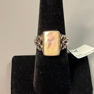 JTV Cultured White Pearl & Sterling Silver Ring